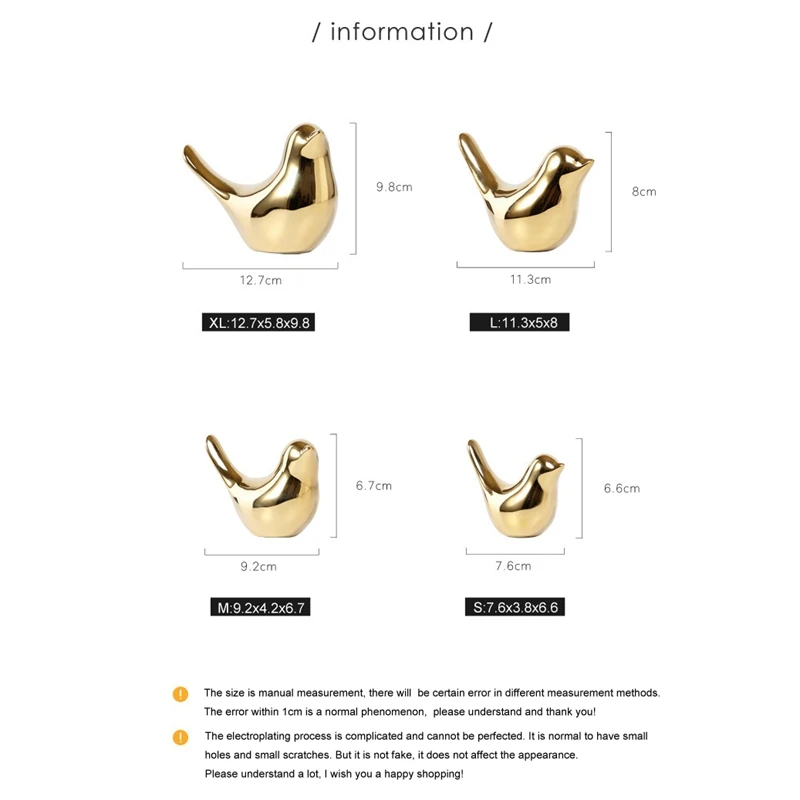 

Polar House Golden Bird Figurines Modern Ceramic Bird Statues Animal Sculpture Home Decoration Crafts Gold Ceramic