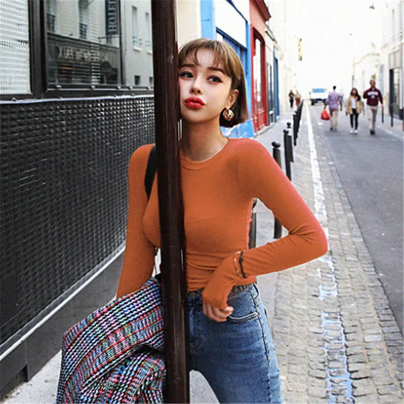 Женская рубашка с длинным рукавом белая однотонная Приталенная футболка