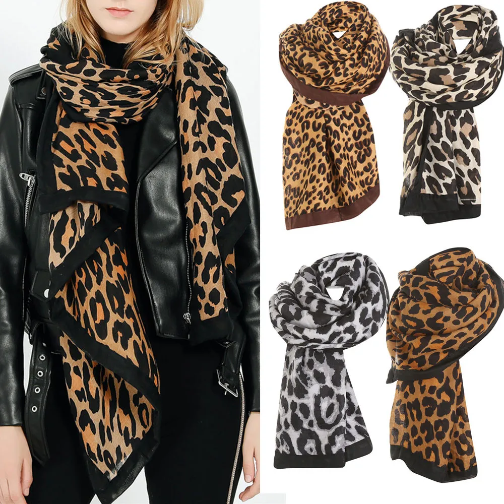 2020 Новая Осенняя зимняя женская теплая длинная шаль с леопардовым принтом