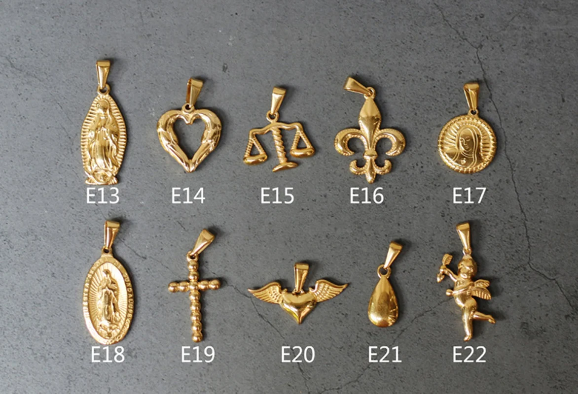 

Stainless Steel Angel Love Heart Jesus Cross Rose Charm Pendants Christian Jewelry Accessories For Men Women Necklace Gold Color