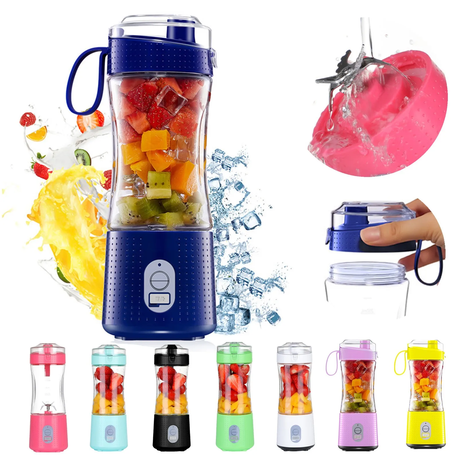 

Portable Blender Usb Rechargeable Mini Mixer Personal Size Travel Drink Maker For Travel Office Sports Home Electric Ice Crusher