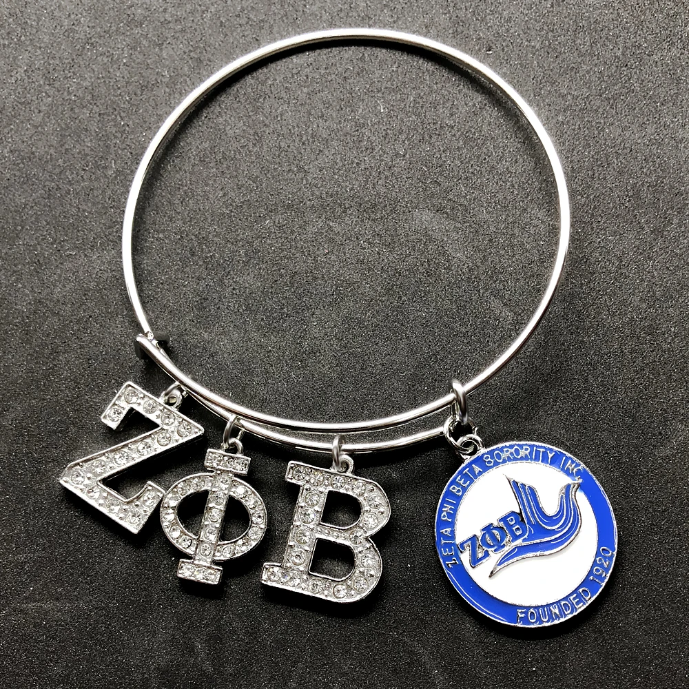 Популярный Стразы инкрустация греческая буква ZETA PHI BETA металлический подвесной