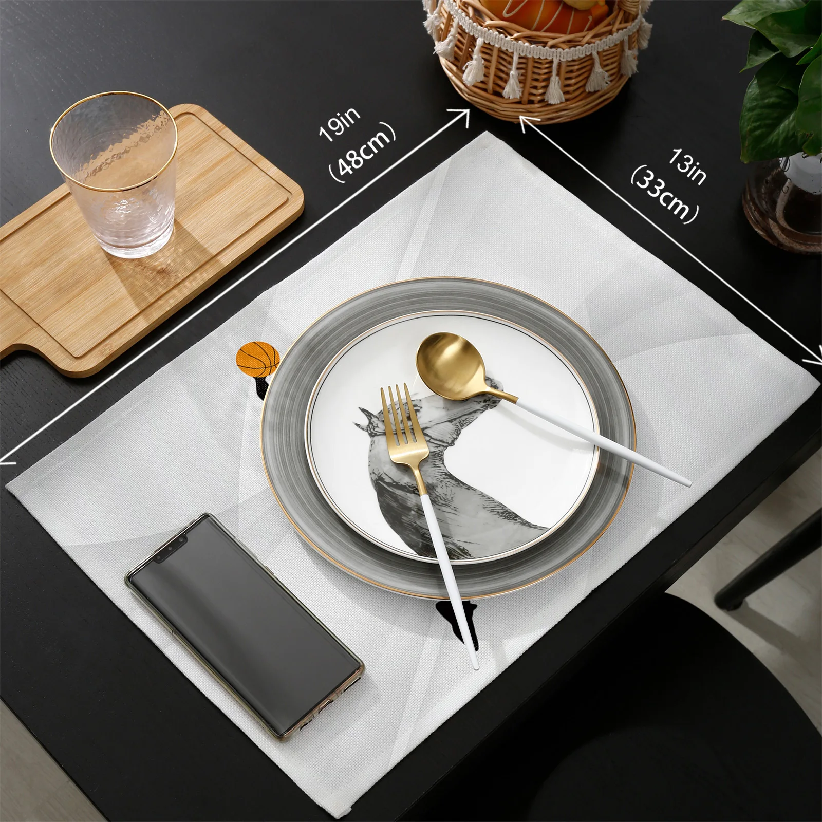 

Basketball Sport Grey Table Runners and Placemats Set Hotel Wedding Table Decoration Table Runner Luxury