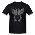 Huginn  Muninn, футболка с воронами Одина, белая футболка с принтом викингов, летние большие футболки