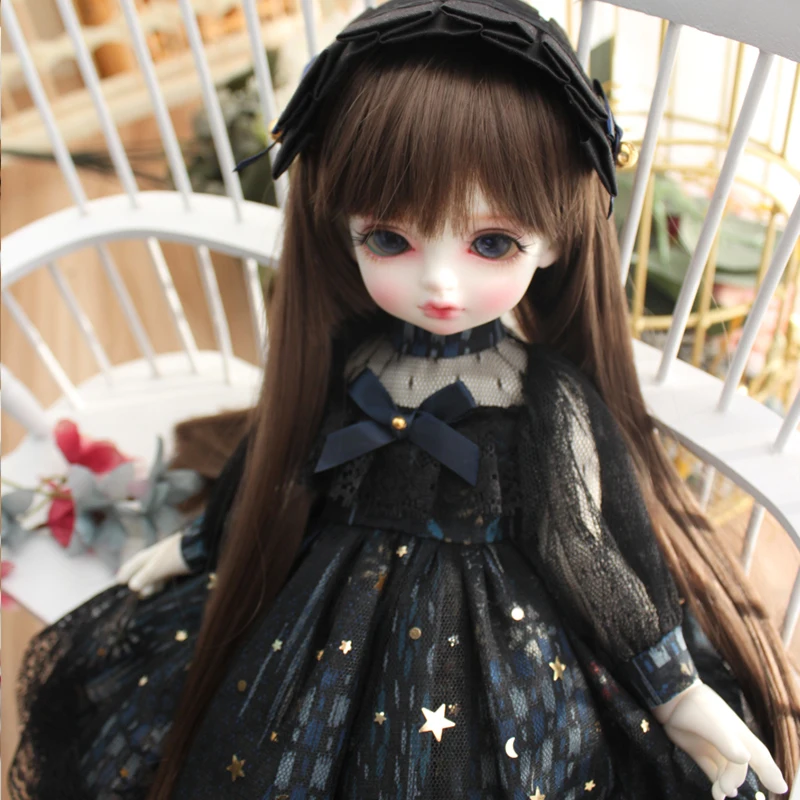 1/6 1/4 1/3 BJD платье + украшение для волос черное со звездами YOSD MSD Blyth куклы аксессуары
