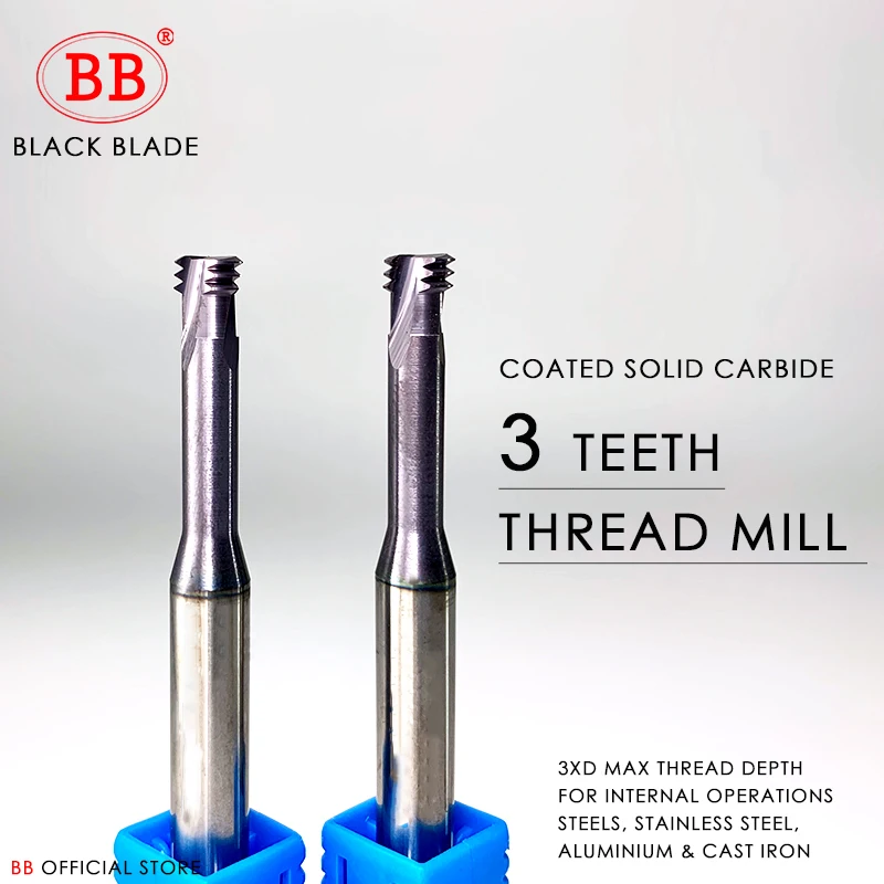 

BB Thread Mill Coated Solid Carbide 3 Teeth Micro ISO UNC UNF Pitch CNC Internal Machining Cutter Tool M3 M4 M5 M6 M8 Tap 1PCS