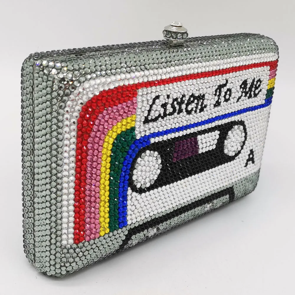 Женский клатч с кассетой Boutique De FGG Listen2ME вечерняя сумочка кристаллами и кошелек со