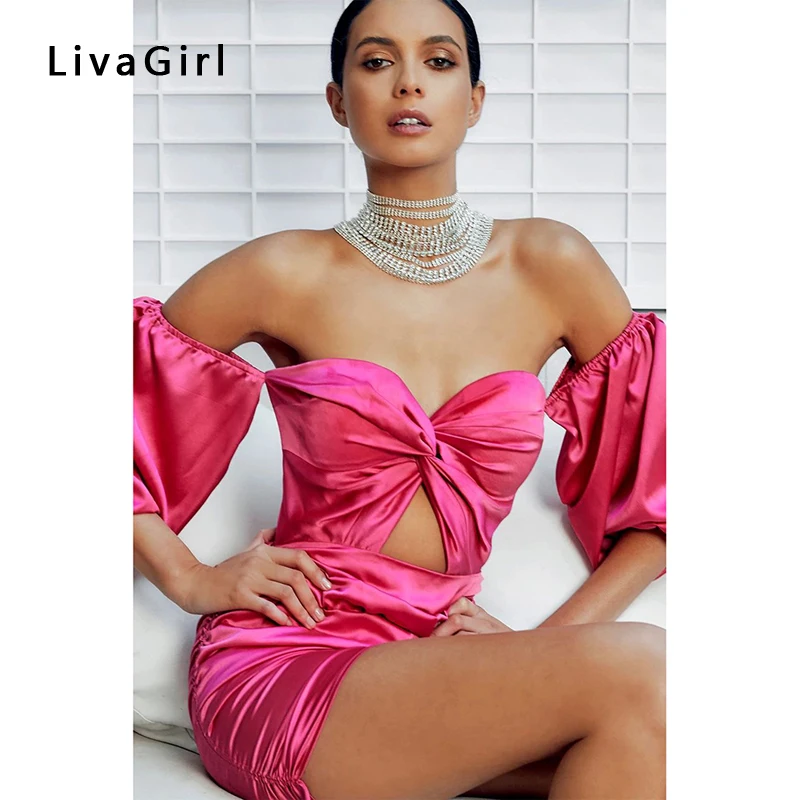 Однотонное платье с пышными рукавами и открытой спиной vestido сексуальное мини для