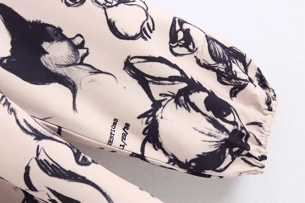 Женская шифоновая блузка ZA повседневная Элегантная кремового цвета с длинными