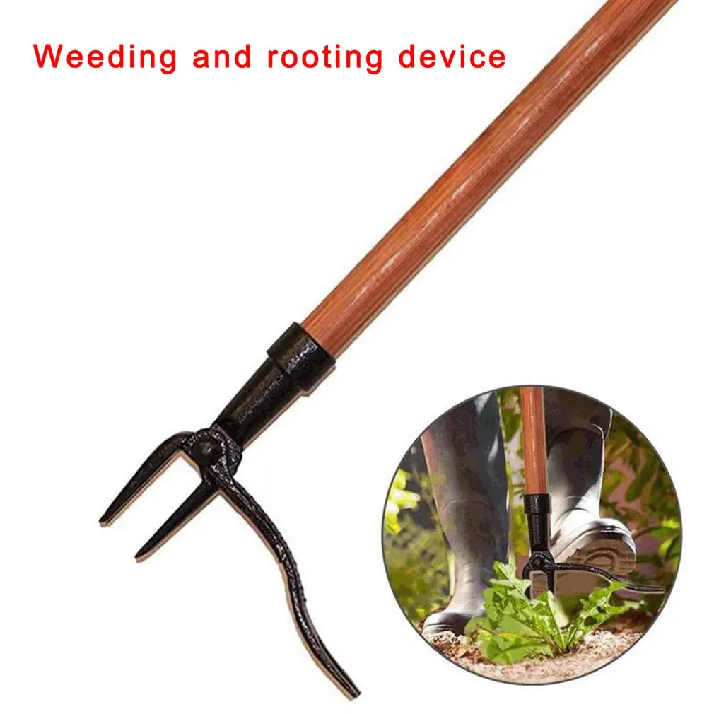 

Hand Cultivator Stand Up Weed Puller Weeding Tool With 4-Claw Steel Head Easily Remove Weeds Without Bending Pulling Kneeling