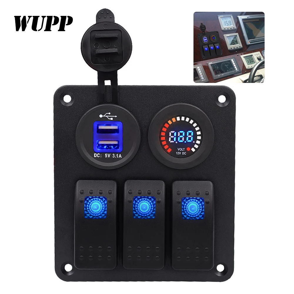 Зарядное устройство WUPP в прикуриватель 12/24 пост. Тока два USB порта|usb car panel|usb switch