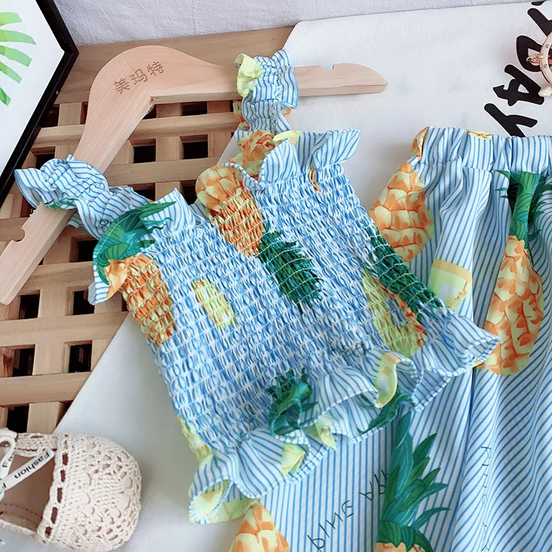 Детская одежда Летний Фруктовый комплект одежды для маленьких девочек