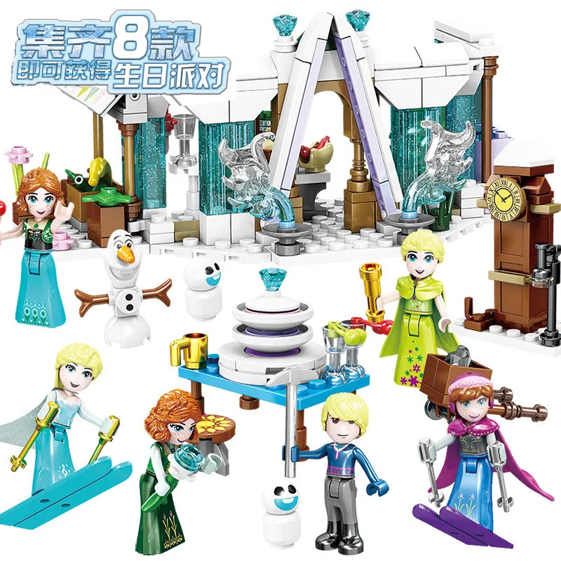 8Pcs Girl princess friend series winter christmas outdoor birthday party DIY Figures Building Blocks Toys For Children Gifts | Игрушки и
