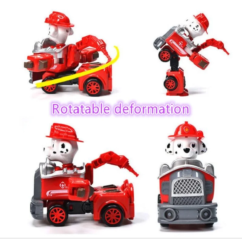 

New deformation paw Patrulla puppies patrol car toy variable action doll model toy chasing Marshall Ryder car children's gift