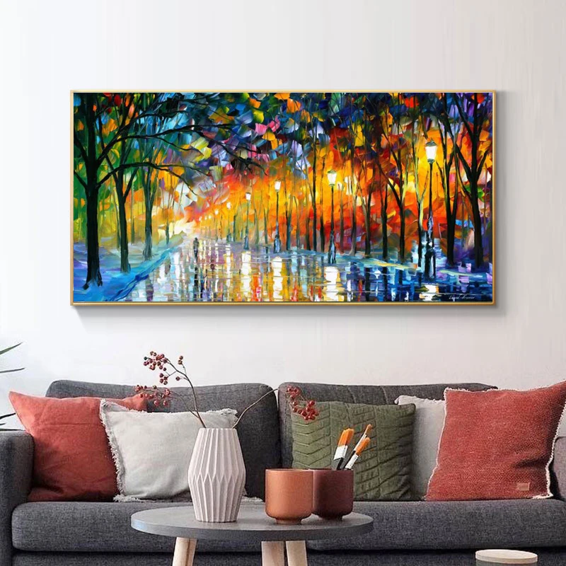 

Abstract Landscape Canvas Painting Wall Art Posters And Prints water-color street Rainy landscape Wall Art Pictures Room Decor