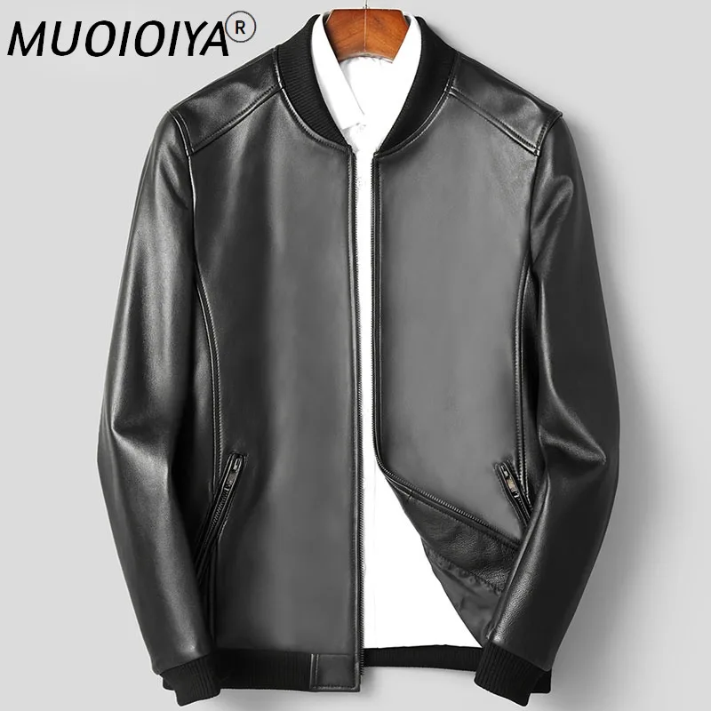 

Осень 2022 100% куртка из натуральной овечьей кожи Мужская модная мотоциклетная кожаная куртка бейсбольная форма мужская куртка Gm414