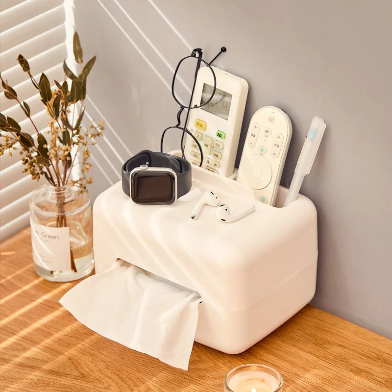 

Creative Rectangle Plastic Tissue Box Cover Desk Glasses Earphone Organizer Remote Controller Holder for Home Office Automotive