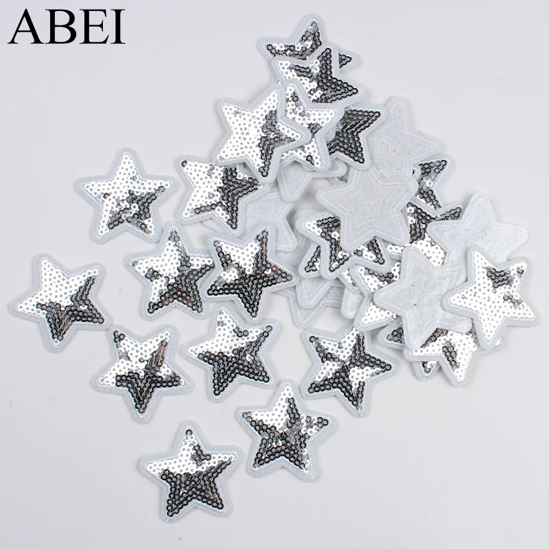 10 шт. вышивка блестками нашивка в виде звезды железный рисунок серебристые