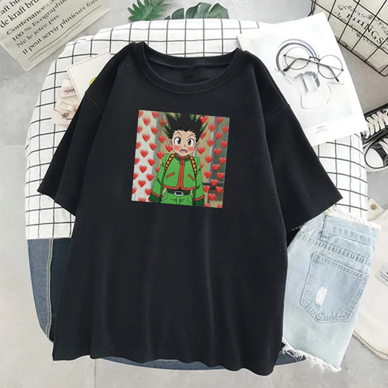 Летние Hunter X Топы гон-Фрикс Love/женская футболка топы футболки с коротким рукавом и