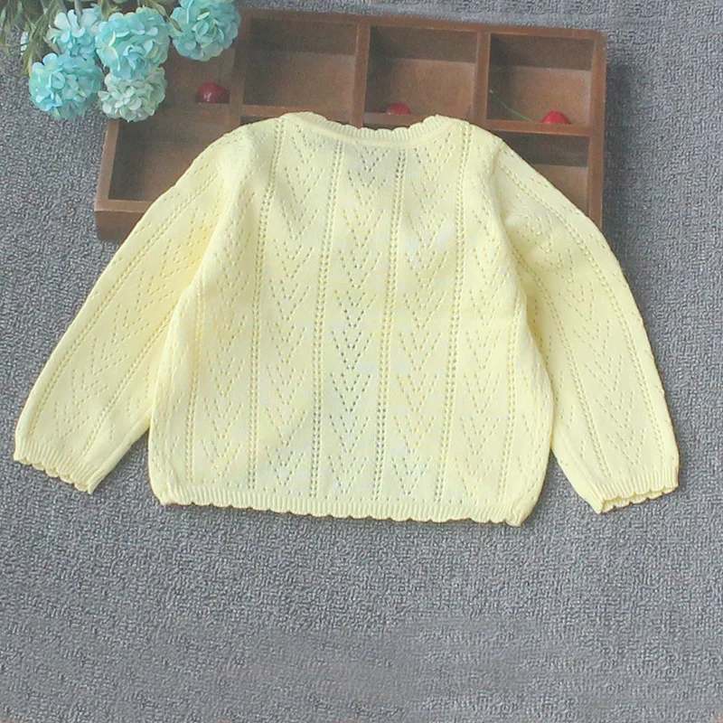 Новый Кардиган для девочек свитер желтого цвета Хлопковая Милая Одежда жакет