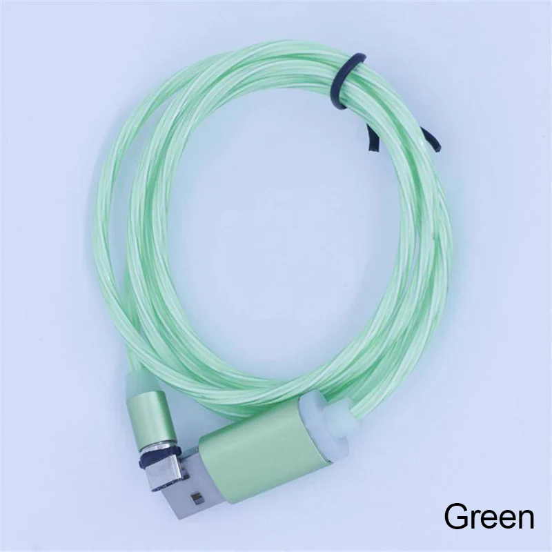2 м светодиодный светящийся поток данных USB зарядное устройство type C/Micro USB/8 контактный кабель для зарядки для iPhone X samsung Galaxy Note зарядный провод шнур - Цвет: Green