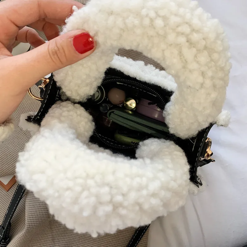 

Winter Trendy Wool Handle Tote Bags Female Luxury Brand Handbag Sac A Main High Quality Corduroy Crossbody Shoulder Women's Bag