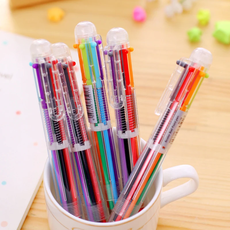 

Multicolor Pens 6-in-1 Retractable Ballpoint Pen Convenient Stationery School Supplies for Office Students Student Stationery
