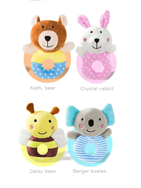 

Newborn Infant Baby Bed Bells Soft Hanging Toys Daisy Bee Handbells Rattles Toys