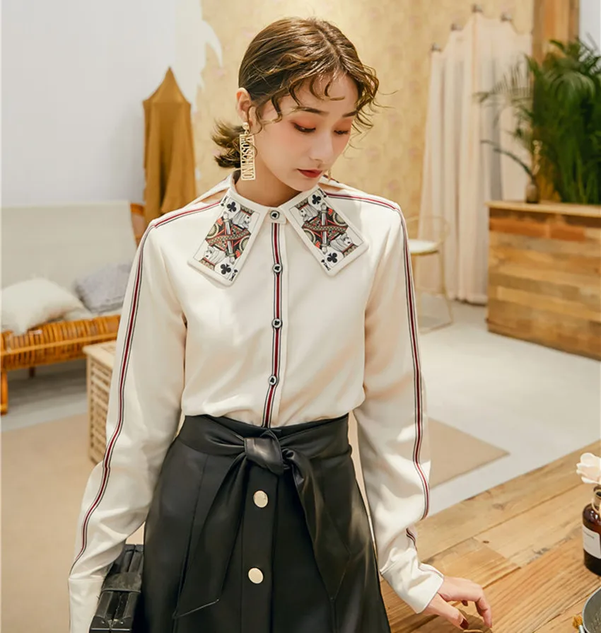 Женская шифоновая рубашка HAMALIEL подиумная блузка с длинным рукавом воротником и