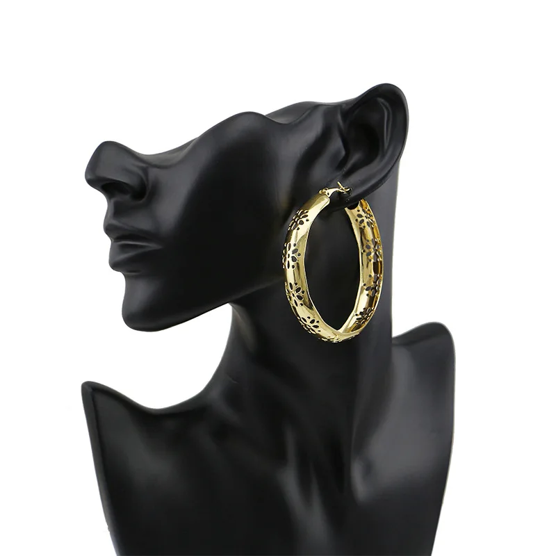 Mainlead винтажные 70 мм полые круглые серьги для женщин с золотым камнем большой круг