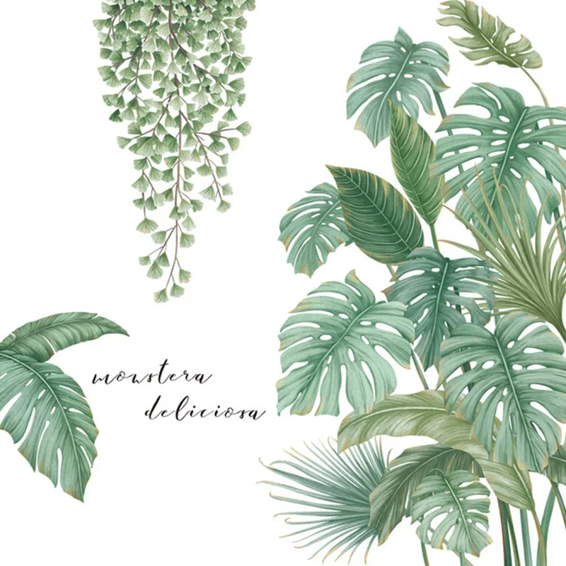 Тропические листья дерева настенные наклейки сделай сам в скандинавском стиле с