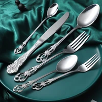 4pcs gold dinnerware set stainless steel luxury fork travel cutlery set silverware spoons juego de cubiertos tableware dl6dcs