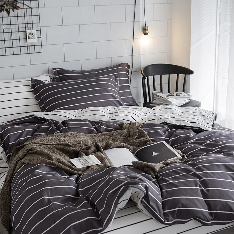 Комплект простых пододеяльников в полоску наволочка для постельного белья 2/3/4