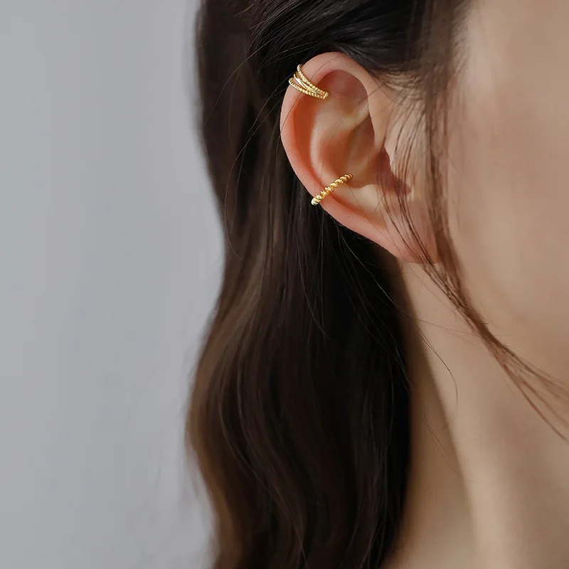 Ушное кольцо из стерлингового серебра 925 пробы модное ажурное трехслойное