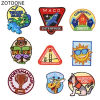 zotoone sew on embroidered patch heat transfer iron on animal badge for clothes jeans diy dog shark patches for kids applique g