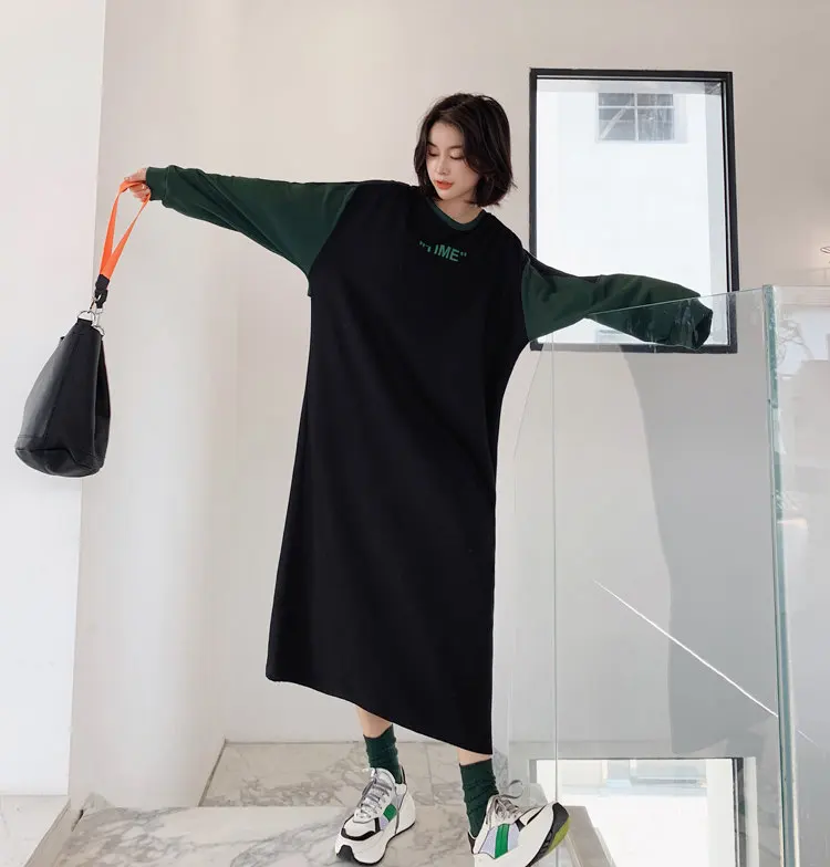 Новое поступление черное платье с буквенным принтом для крутых девушек прямое