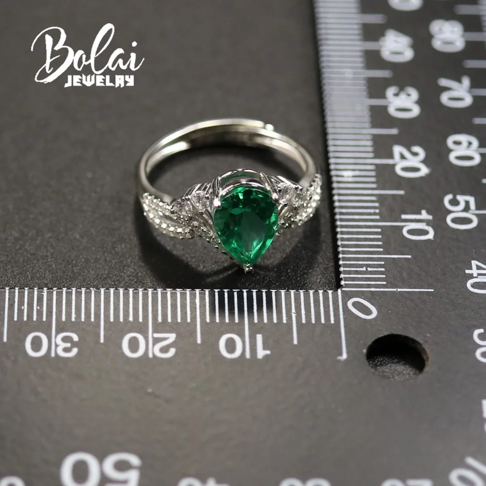 Bolaijewelry, созданное зеленое Изумрудное кольцо овальное 6*8 мм из стерлингового серебра 925 пробы, хорошее ювелирное изделие для женщин, лучший подарок