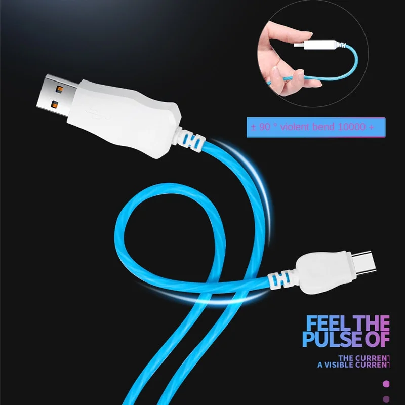 Кабель зарядный со светодиодной подсветкой Micro usb Type-C 1 м | Мобильные телефоны и