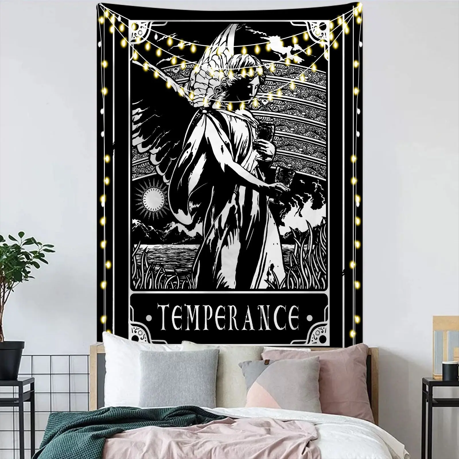 Настенная ткань с черным Таро карточкой гобелен в эстетике индийских гадания