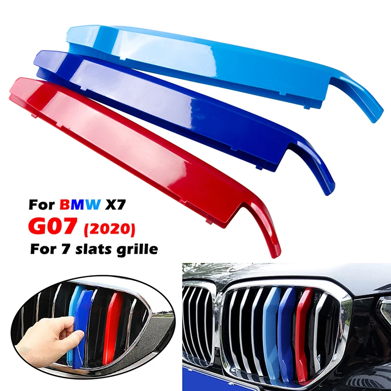 Kidney Front Bumper Grill Cover Clip Trim 7 Slats Performance Racing Grille Fit For BMW X7 G07 2019 2020 MSport Car Accessories