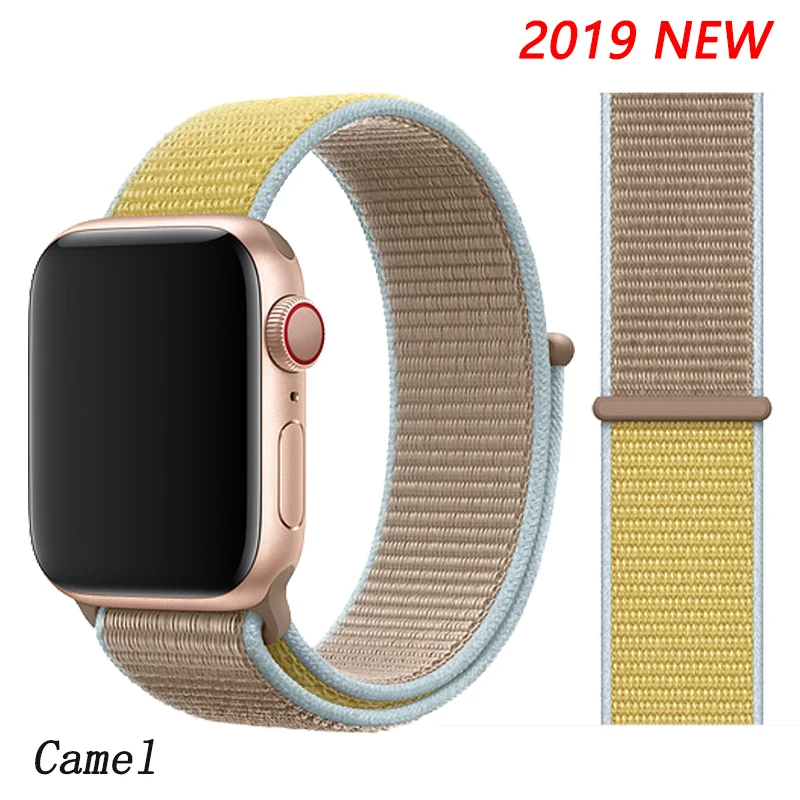 Camel Спортивная петля ремешок apple watch band 42 мм 38 мм apple watch 4 3 band iwatch band 44 мм 40 мм correa pulseira 42 44 нейлоновый ремешок для часов - Цвет ремешка: Camel