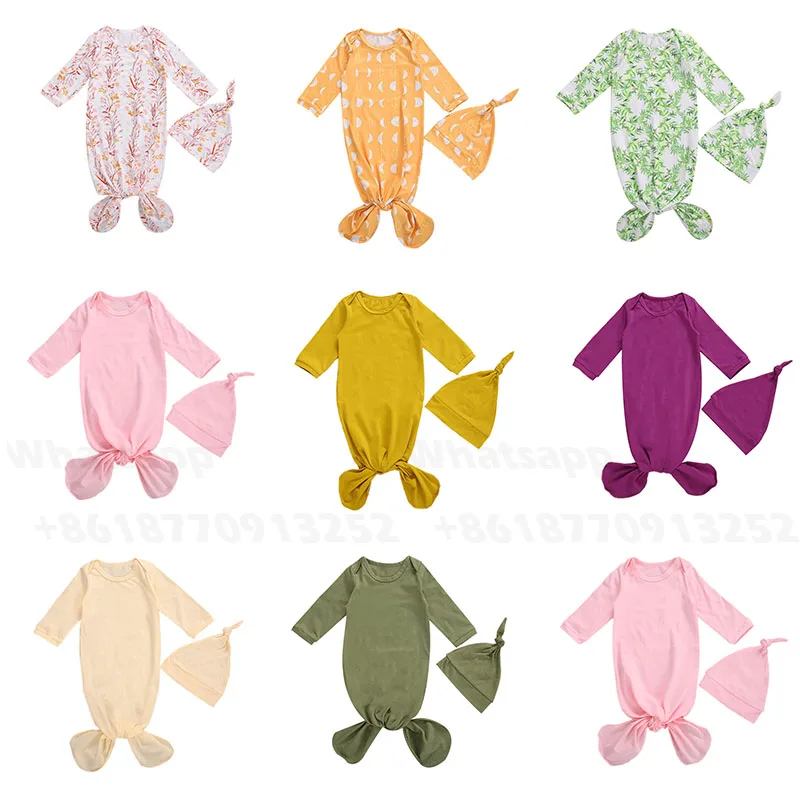 

0--6M Newborn Sleeping Bags 2 Pcs Baby’s Cotton Sleeping Bag Sets Floral Printing Long Sleeve One-Pieces + Hat Sets 2020 New