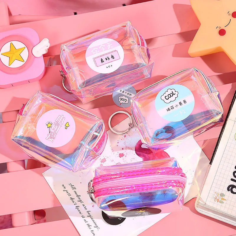 Transparent Laser PVC Small Purse Ladies Wallet Cute Card Holder Key Money Mini Bag Girl Fashion | Багаж и сумки