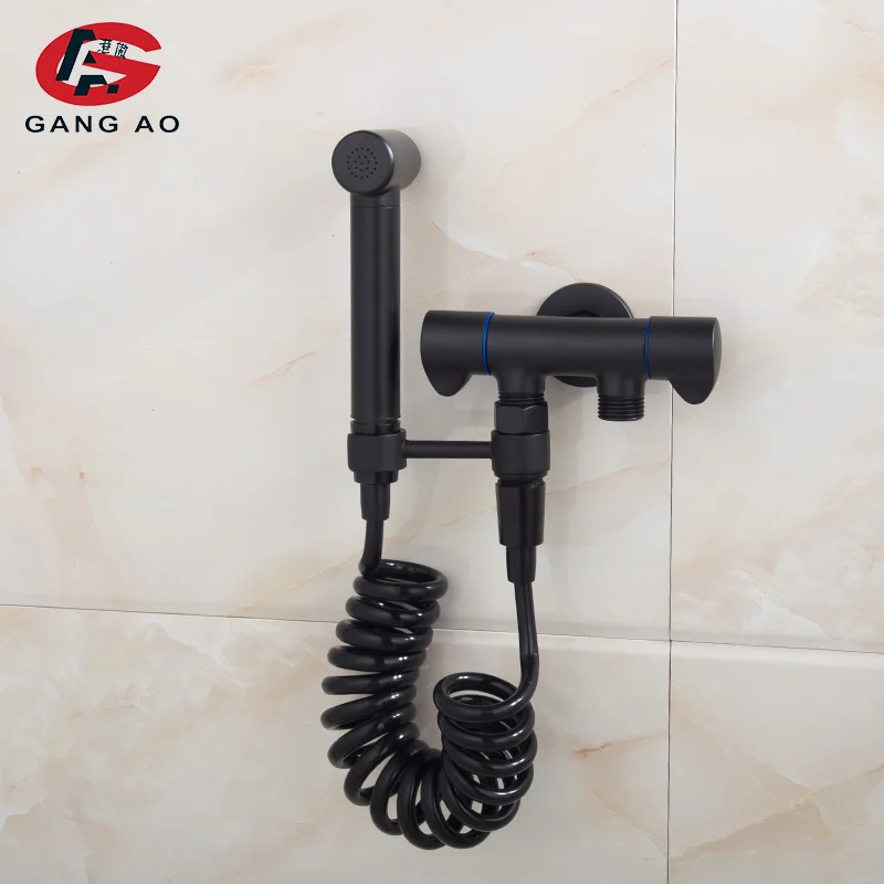 Полностью медный герметичный Золотой распылитель для унитаза один в два