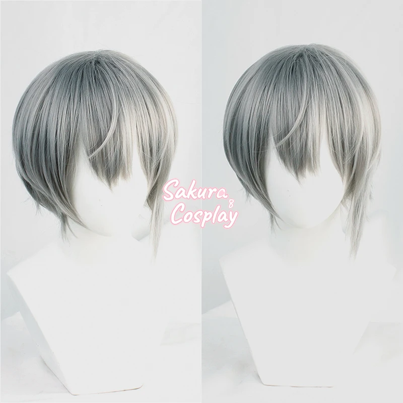 

Arknights PHANTOM Cosplay Dark Gray Gradient Short Costume Heat Resistant Synthetic Hair Halloween Carnival Party + Free Wig Cap
