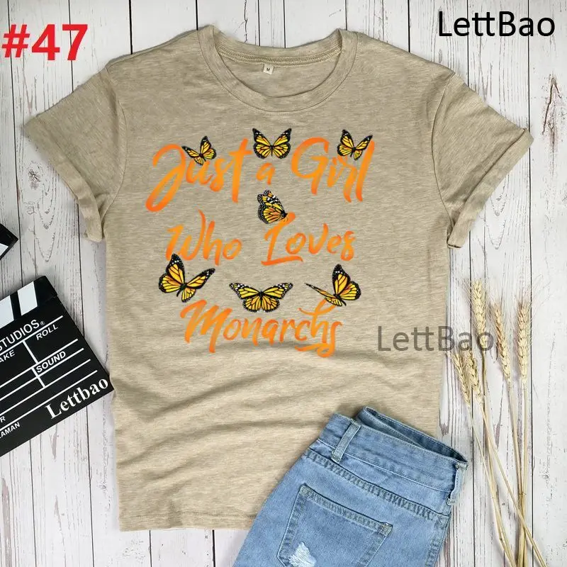 

Monarchs Butterfly Butterflies Funny T-Shirt Women Clothing Harajuku 2021 Fashion Summer Casual Loose Cotton T-shirts Clothing