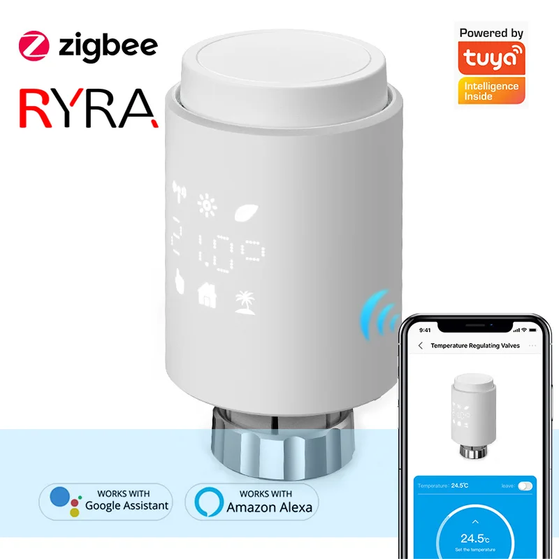 

Tuya Smart Home ZigBee TRV Thermostat Radiator Valve Actuator Programmable Temperature Controller Support Alexa Google Assistant