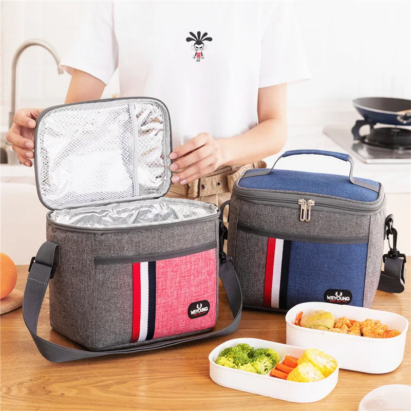 

Stripe Tote Lunch Bag Travel Outdoor Storage Picnic Freshkeeping and Thermal Insulation Ice Pack Waterproof Thermal Shoulder Bag