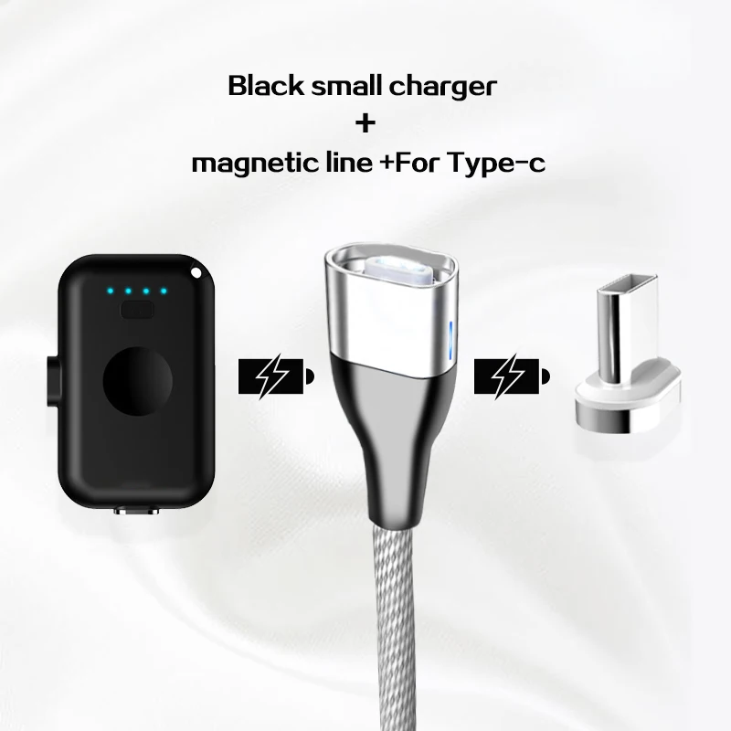 Black for type c 4 шт. Мини Магнитный внешний аккумулятор для iPhone, Android, Тип C, портативный светодиодный светильник, магнитное зарядное устройство, внешний аккумулятор для Xiaomi, huawei, samsung - Цвет: Black for type c