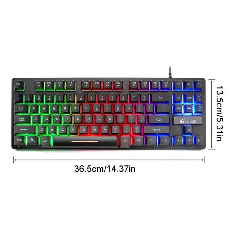 

Gaming Keyboard 87 Keys Keyboard for PC / Laptop Gamer Wired Backlit Keyboard Q6PA